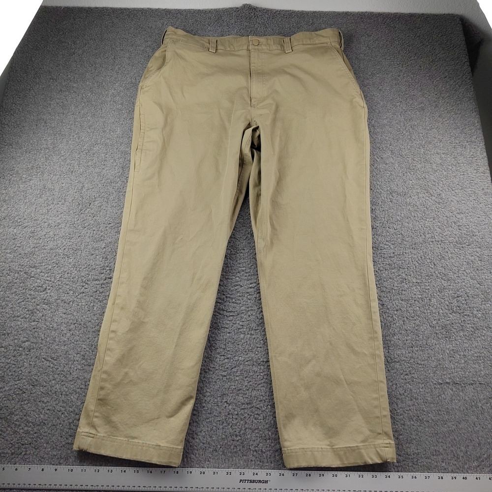 Duluth Trading Co Khakis Mens 38x32 DuluthFlex Ballroom Relaxed Fit Tan EUC